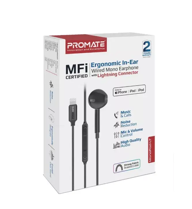 Wired In-Ear Earphones Promate MONOPODLT-BK Photo 2