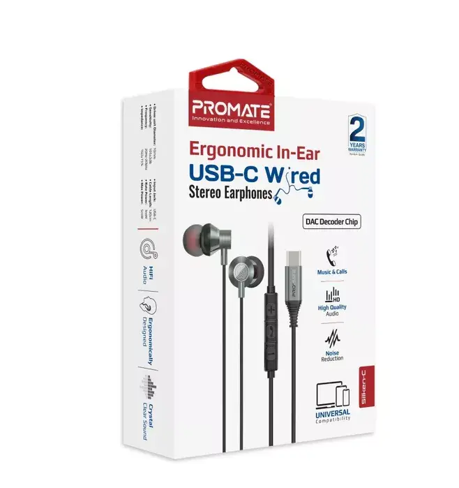 Вставные наушники Promate Silken-C USB-C Photo 2