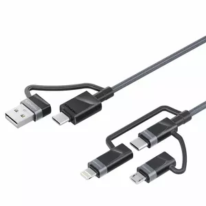 USB uzlādes kabelis Promate PentaPower 6‑in‑1 — USB‑C, Micro USB, Lightning, 1.2 m
