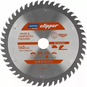 Дисковая пилка Norton Clipper 160 мм x 20 мм x 48 зубов для дерева и композитов ATB (1,8/1,2)
