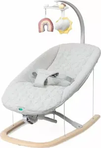 Šūpuļkrēsls CHICCO Zen Wave Wooden Grey — zīdaiņiem līdz 9 kg, koka rāmis, pelēks audums