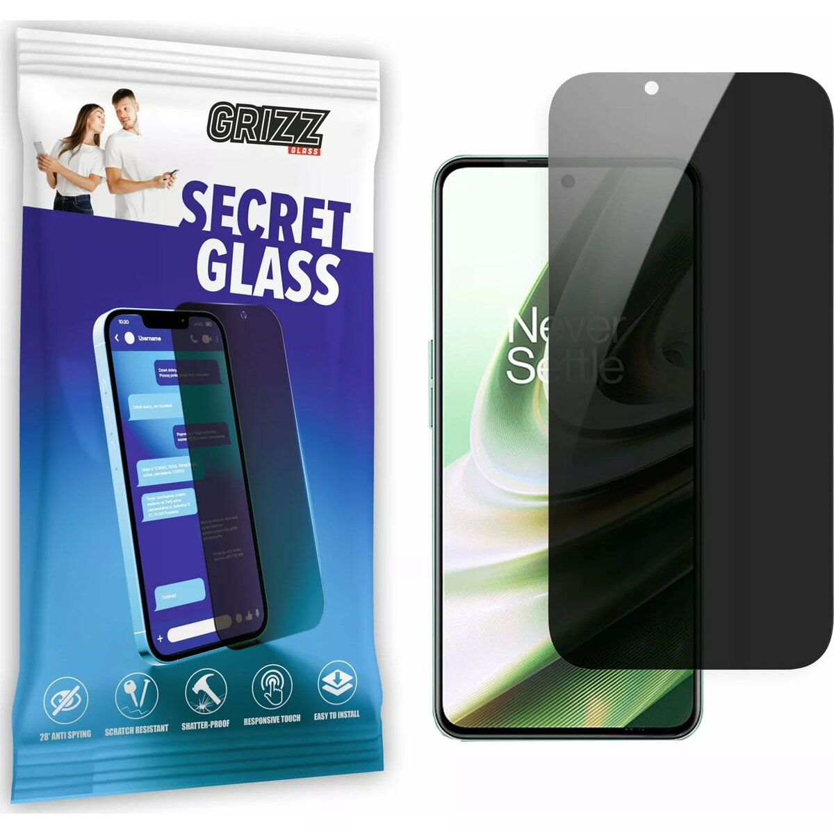 Privātuma stikls GrizzGlass SecretGlass priekš OnePlus