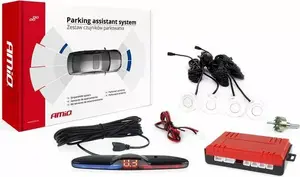 Parking sensor set Amio MAX LED — reversing kit with 4 white ultrasonic sensors