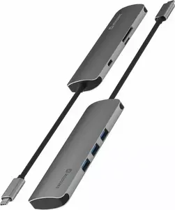 USB-C хаб Sourcing SW-USBC-6IN1 — 3× USB 3.0, 1× USB-C PD, microSD, SD, алюминиевый корпус