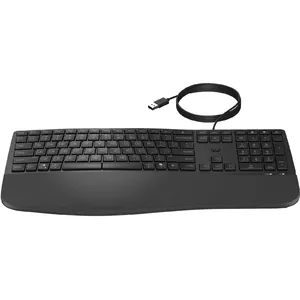 HP 485 Comfort Wired Keyboard Full-size USB Membrane with Wrist Rest