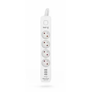 Strāvas sloksne Kerg KERG — 4 kontaktligzdas, 3 USB, 16A, kabelis 1,5 m