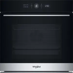 Iebūvējama cepeškrāsns Whirlpool WOI5S8PM1SXA — 73 L elektriskā, konvekcija, grils, tvaika gatavošana, pirolītiskā+hidrolītiskā tīrīšana, skārienvadība, melna/nerūsējošais tērauds
