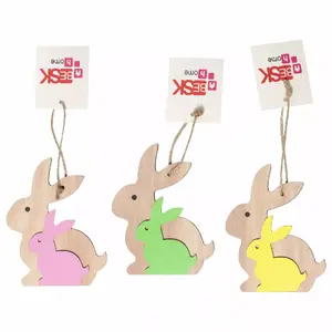 Hanging decor BESK Rabbit Wood 9x12 cm (three styles)