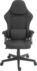 Gaming chair DELTACO GAM-180, black soft woven mesh, ergonomic design, adjustable height and tilt