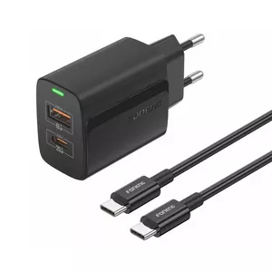 FONENG EU66 Wall Charger with USB-A and USB-C Ports Black