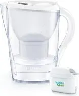 Water filter pitcher BRITA Marella White with 1x ALL-in-1 cartridge and 1x Extra Lime cartridge, 1.0–1.5 L usable capacity