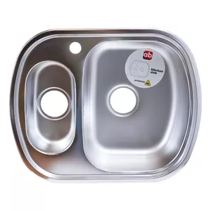 Kitchen sink AB 1.5 bowl right satin 600×490×0.8 mm with siphon (model 9133835)
