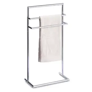 Floorstanding towel holder ring ZELLER 18424 — metallic, 435×230×830 mm