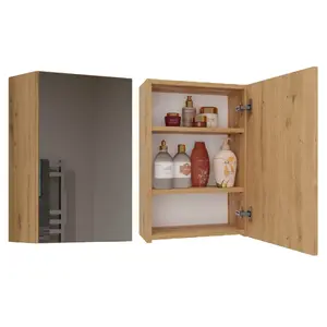 Sienas skapītis vannas istabai top e shop POLA 1DL ARTISAN — ozolkoka rāmis, 400×220×600 mm, 3 plaukti