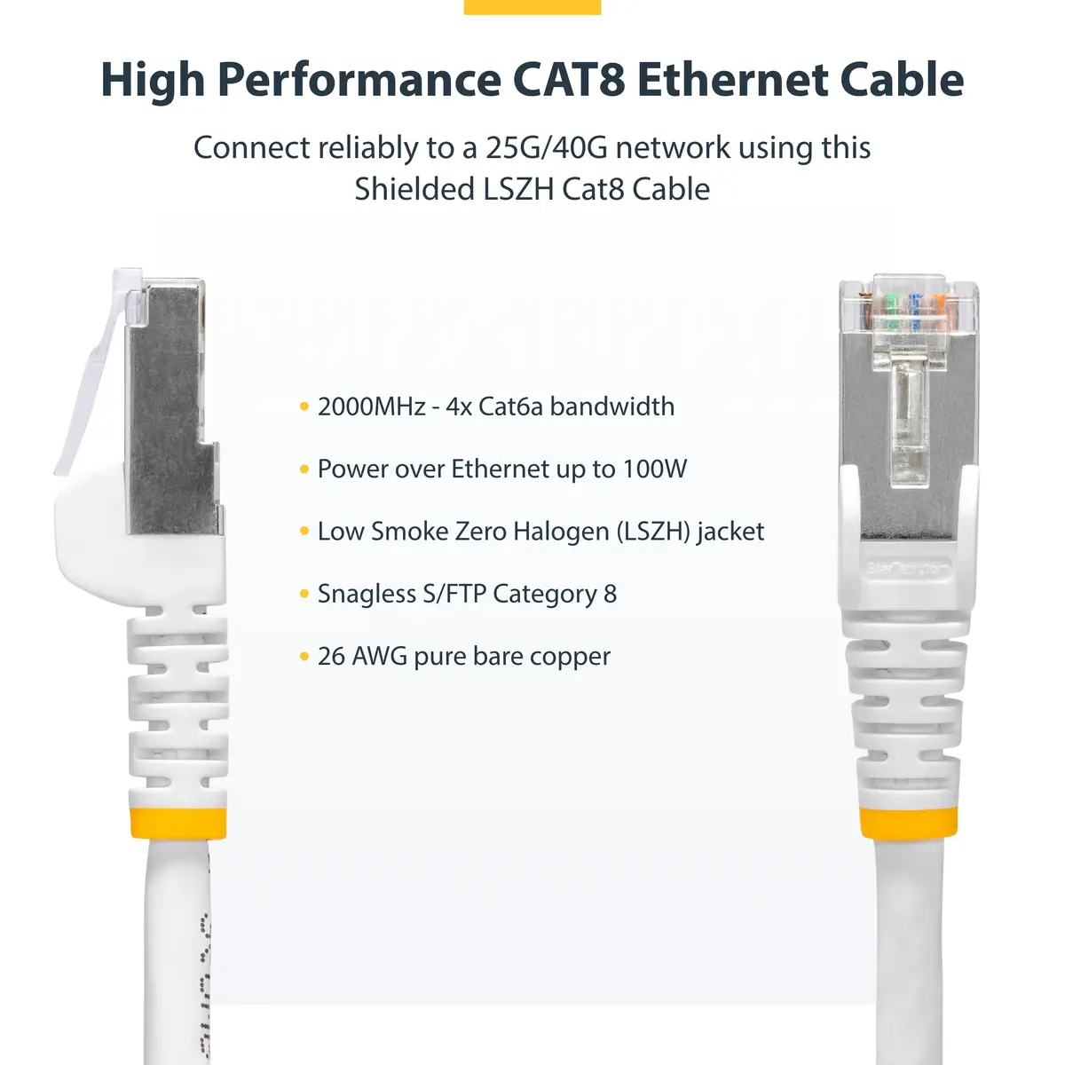 StarTech CAT8 Ethernet Kabelis 10m Balts S/FTP NLWH-10M-CAT8-PATCH Photo 10
