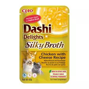 Влажное лакомство для кошек INABA Dashi Delights Silky Broth Курица с сыром 40 г одноразовый пакет
