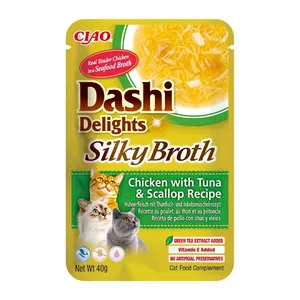 Влажное лакомство для кошек INABA Dashi Delights — курица с тунцом и гребешком, пакет 40 г, влажность 93%, белок 5.5%