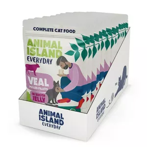 Влажный корм для кошек animal island Everyday Jelly Телятина — 12 x 85 г, для взрослых, без сахара/сои/глютена