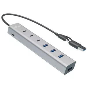 i-tec USB-C/USB-A Lādēšanas Metāla HUB 7 porti 3x USB-C 4x USB-A