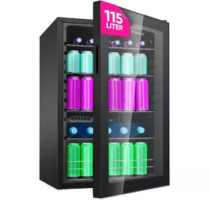 Beverage cooler BOMANN KSG 7290 — freestanding glass-door fridge, 115 L, black, +3°C–+18°C