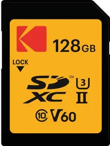 Kodak EKMSD128GUHS2V1K 128 GB SDXC UHS-II Class 10 atmiņas karte, nolasīšanas ātrums 300 MB/s, rakstīšanas ātrums 110 MB/s