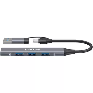 USB-концентратор CANYON DS-02 4в1 Серый — порты USB-A и USB-C, мультипортовый адаптер