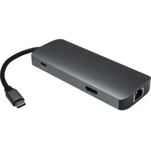 USB-C многофункциональный хаб INTER-TECH H-428 — USB 3.2 Gen 1 Type-C, HDMI, USB-A, SD/MicroSD, гигабитный Ethernet, 5000 Мбит/с