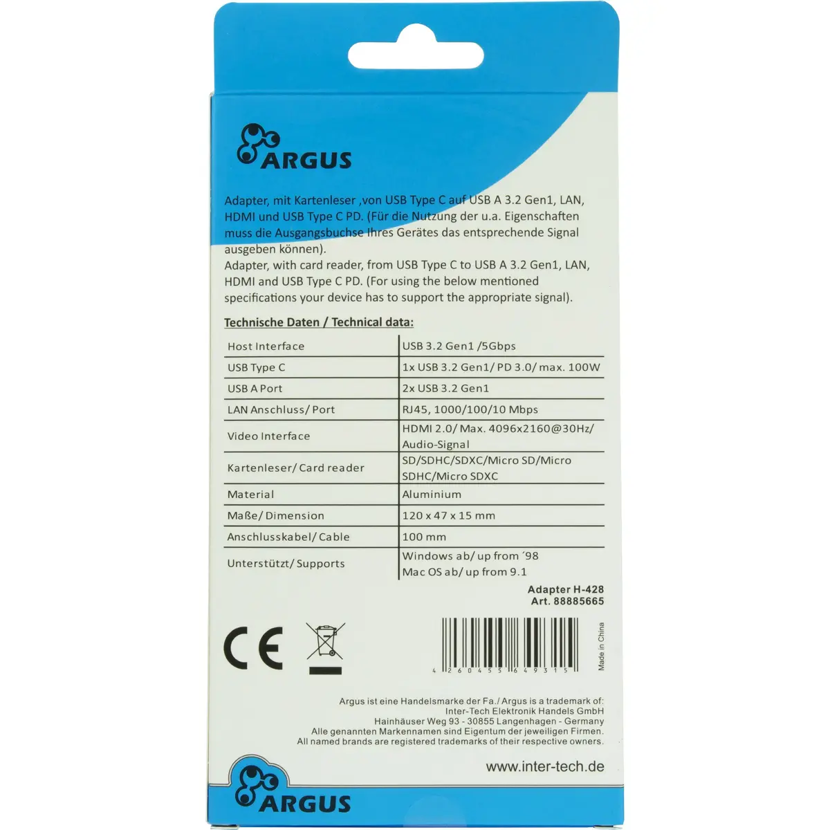 INTER-TECH H-428 USB-C многофункциональный хаб Photo 4
