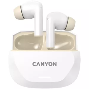 Наушники CANYON HEXAGON 7 TWS ANC+ENC Wireless Charge White Beige