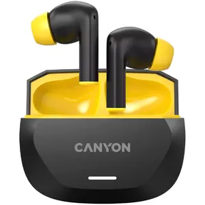 Austiņas CANYON HEXAGON 7 TWS ANC+ENC Wireless Charge Black Yellow