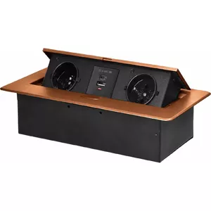 Mēbeļu kontaktligzda ORNO OR-GM-9034/C iebūvējama ar plakanu frēzētu malu, 2x 2P+Z un 2x USB (A+C, 3,6A) zelta