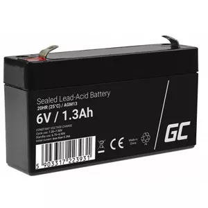Rechargeable AGM VRLA battery Green Cell 6V 1.3Ah model CSB-61.3 for alarm systems, cash registers, toys