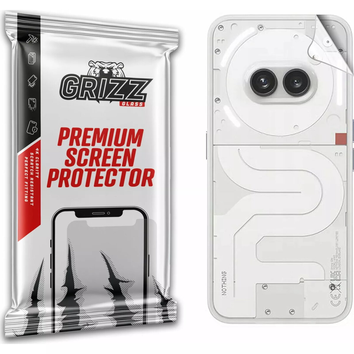 Aizsargplēve GrizzGlass UltraSkin aizmugurei — Nothing