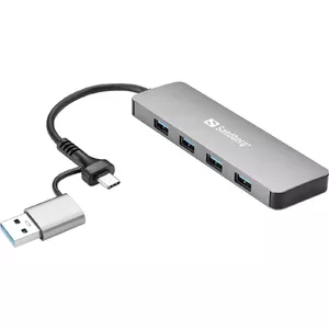 USB-C/A на 4xUSB 3.0 Хаб Sandberg Aluminium 5000 Mbit/s