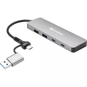 Хаб Sandberg USB-C/A на 2xUSB-A+2xUSB-C USB 3.2 Gen 1 Aluminium