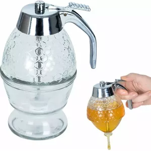 Glass dispenser ORION 141791 for honey and syrup, easy-pour spout, countertop pourer