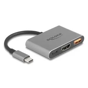 DeLOCK 61071 video cable adapter 0.1 m USB Type-C USB Type-C USB Type-A HDMI Grey