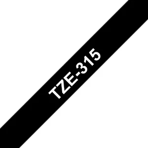 Brother Laminated tape 6mm White on black TZe Grey 8m