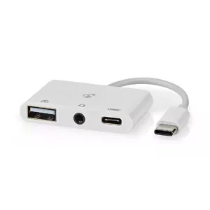 Laptop dock / port replicator Nedis CCGB64790WT01 — Wired USB 2.0 Type-C, 3.5 mm audio, White