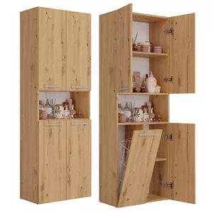 Vannas istabas skapītis Top e shop NEL 1K DK ART KPL, ozola korpuss, 600×300×1740 mm, 5 plaukti, brīvi stāvošs
