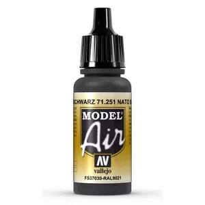 Akrila modeļu krāsa VALLEJO NATO Black 17 ml, matēta, pudelīte