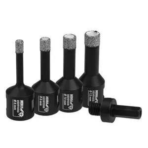 Hole saw set Dedra DED1592SZ01 — diamond cutting cups 6, 8, 10, 12 mm with adapter