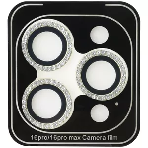 Screen and camera lens glass 2-in-1 set GUESS for iPhone 16 Pro Max, rhinestone, gold