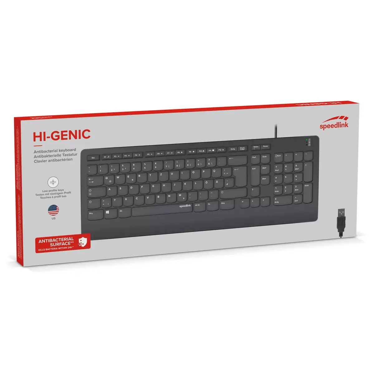 Speedlink Hi-Genic SL-640009-BK-US vadāma USB tastatūra Photo 5