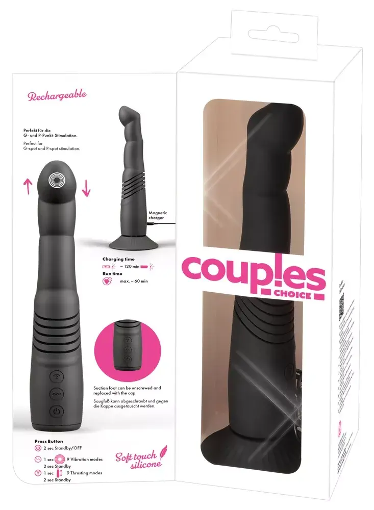 Вибратор Couples Choice Silicone фиолетовый — толкающий G/P Photo 14