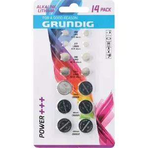 Battery set GRUNDIG 14 pcs — assorted household batteries for devices