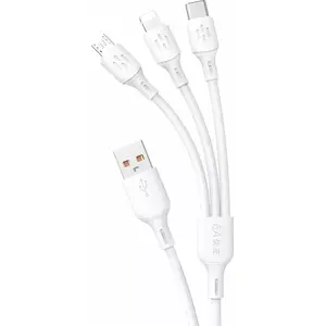 Мультиконнекторный кабель для зарядки Dudao DDA270 USB‑A — USB‑C, micro‑USB, Lightning 1,2 м Белый