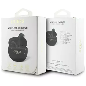 Austiņas TWS Guess Glossy Effect Egg Shape Printed Classic Logo melnas