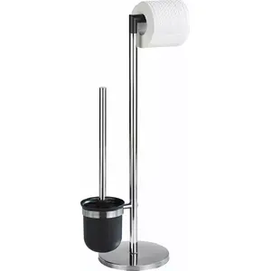 Toilet paper holder with brush Wenko Parus 5685 — freestanding bathroom stand with toilet brush