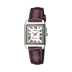 Rokaspulkstenis CASIO LTP-V007L-7B2 — sieviešu analogs, ādas siksniņa, minerāla stikls, korpusa diametrs 31 mm
